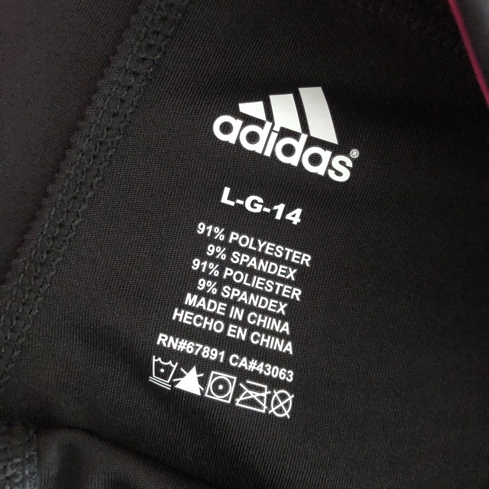 Adidas Girls L 14 Black Pink Capri Leggings Pants - Picture 5 of 5